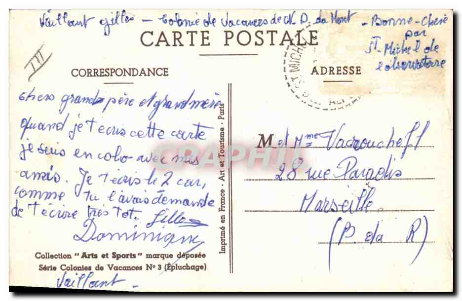 Enfants épluchant des pommes — Collection 'Arts et Sports' — Imprimé par Veillant — Rückseite