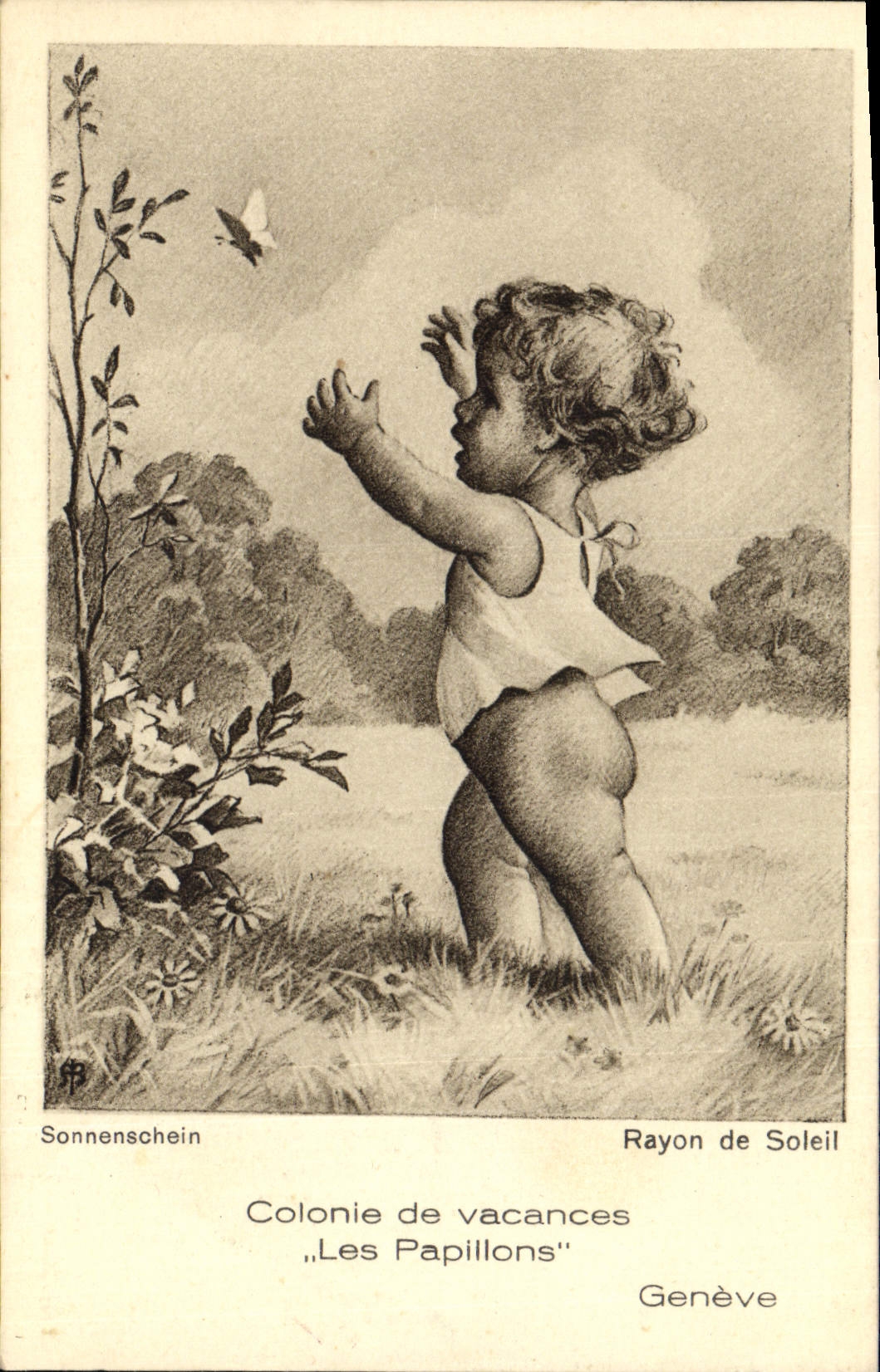 CPA Enfant Les papillons Rayon de soleil Colonies 