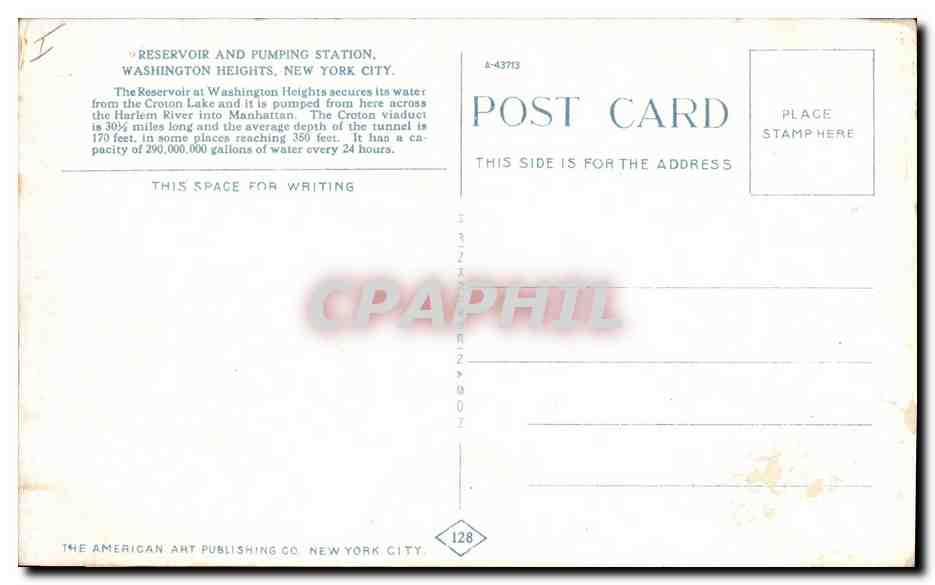 CPA Chateau d'eau Reservoir and Pumping station Washington Heights New York City — Reverso