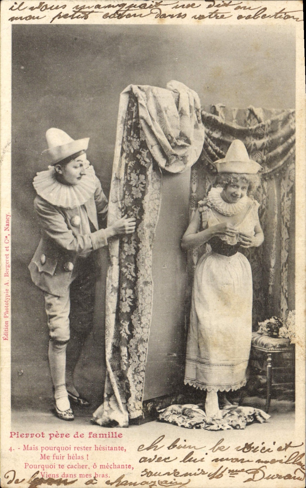 Pierrot père de famille — scène de comédie — Édition Phototypie A. Bergeret et Cie, Nancy, n°4