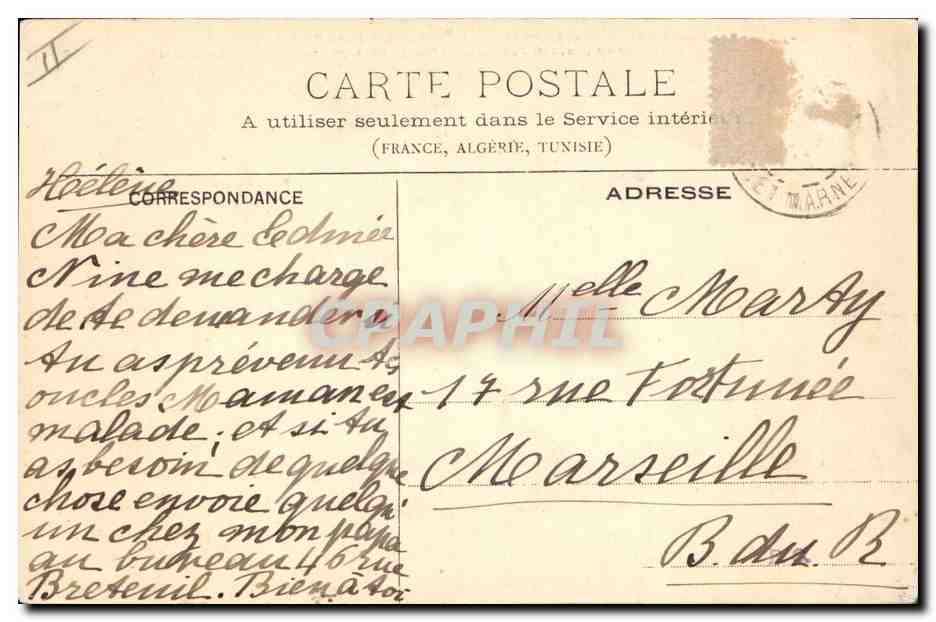 CPA Arbre Montigny Leloup Cedre du Liban  — Rückseite