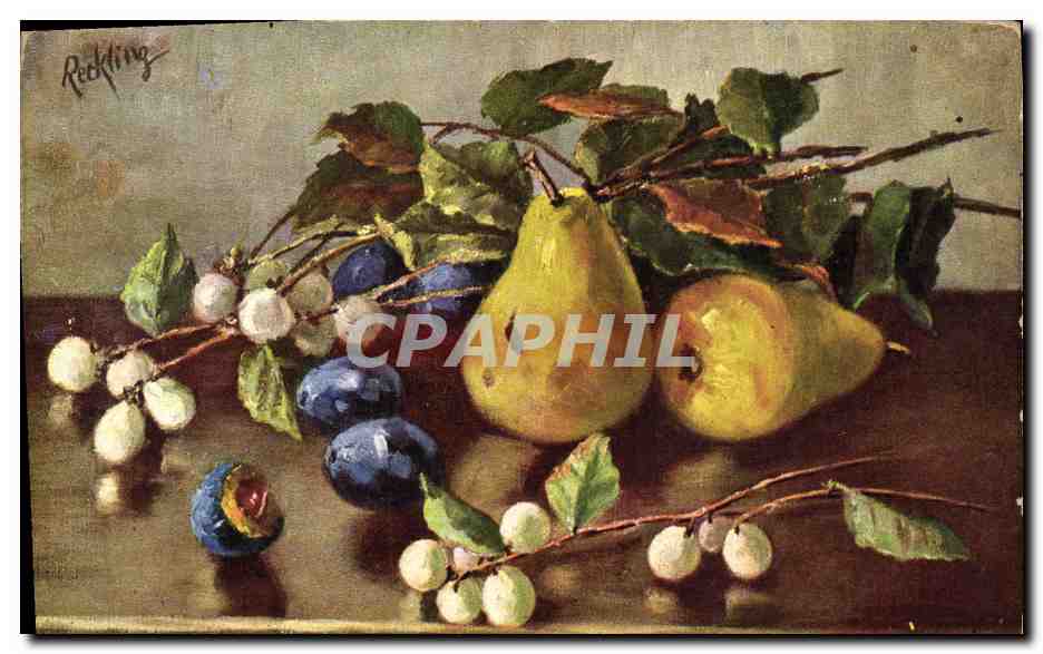 CPA Fantaisie Nature morte Poires