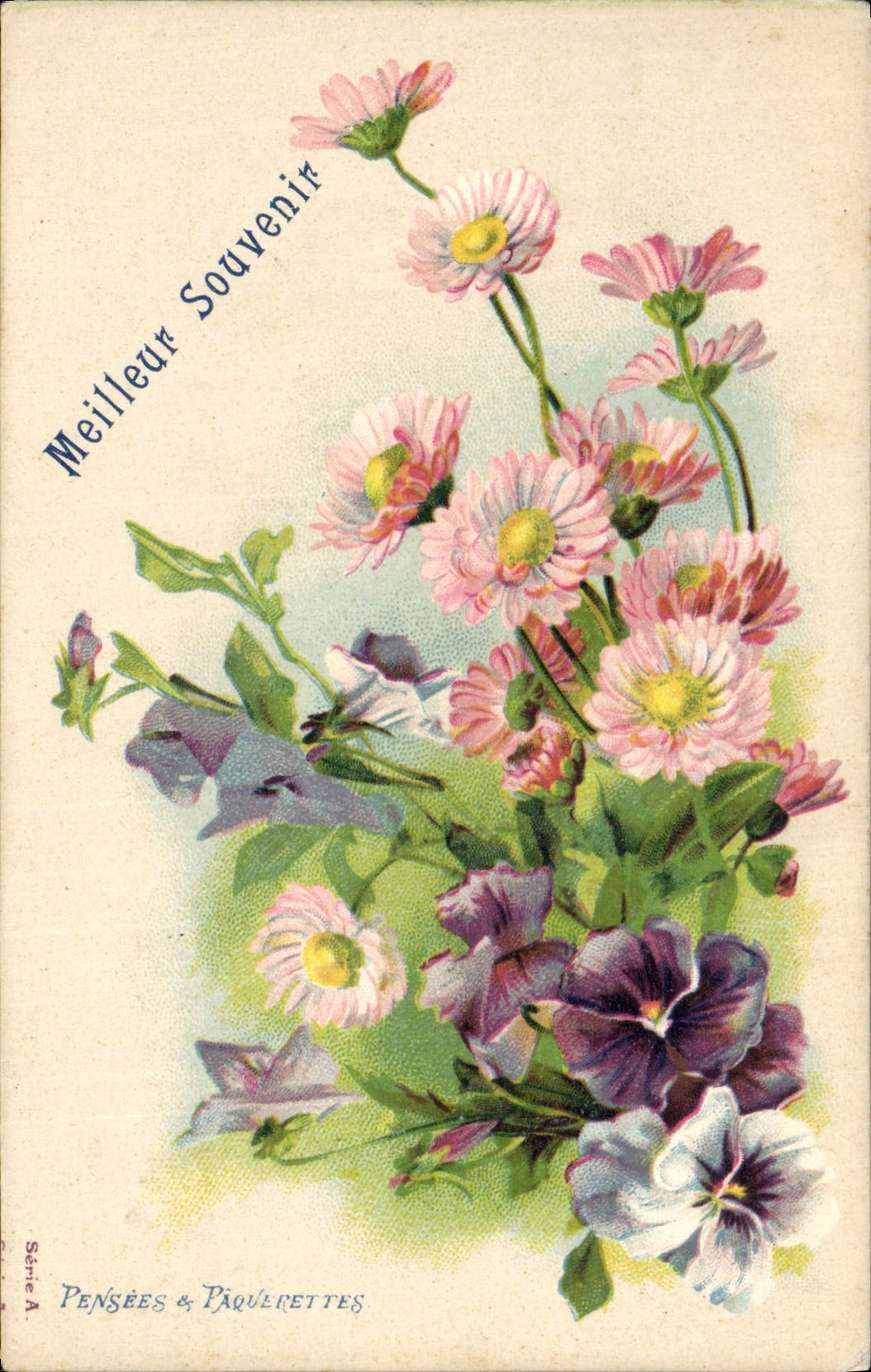 CPA Fantaisie Fleurs Pensees et paquerettes
