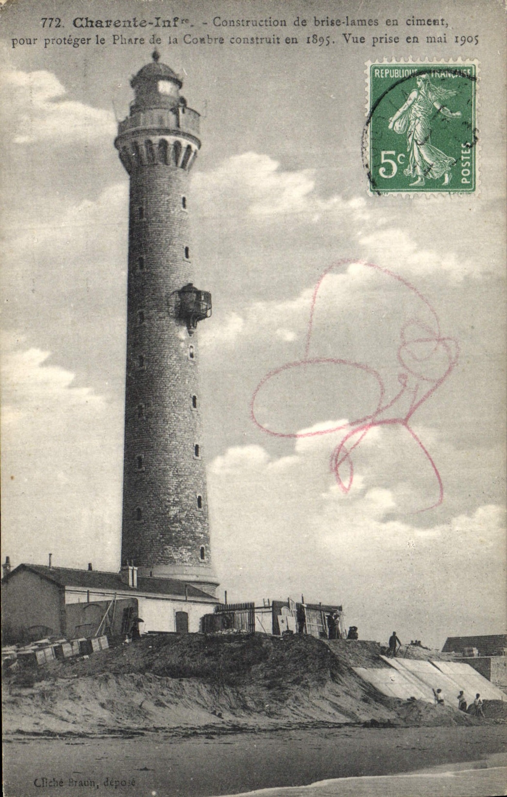 CPA Phare Construction de brise lames en ciment Charente Inferieure