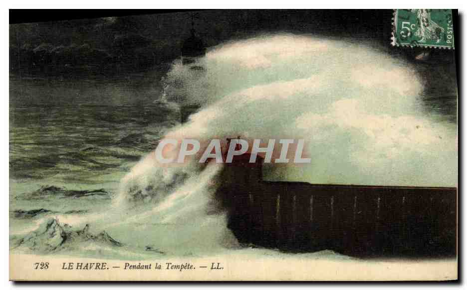 CPA Phare Le Havre Pendant la tempete
