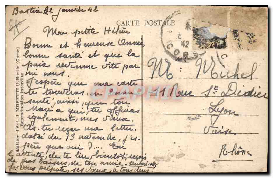 CPA Phare Corse Bastia — Rückseite