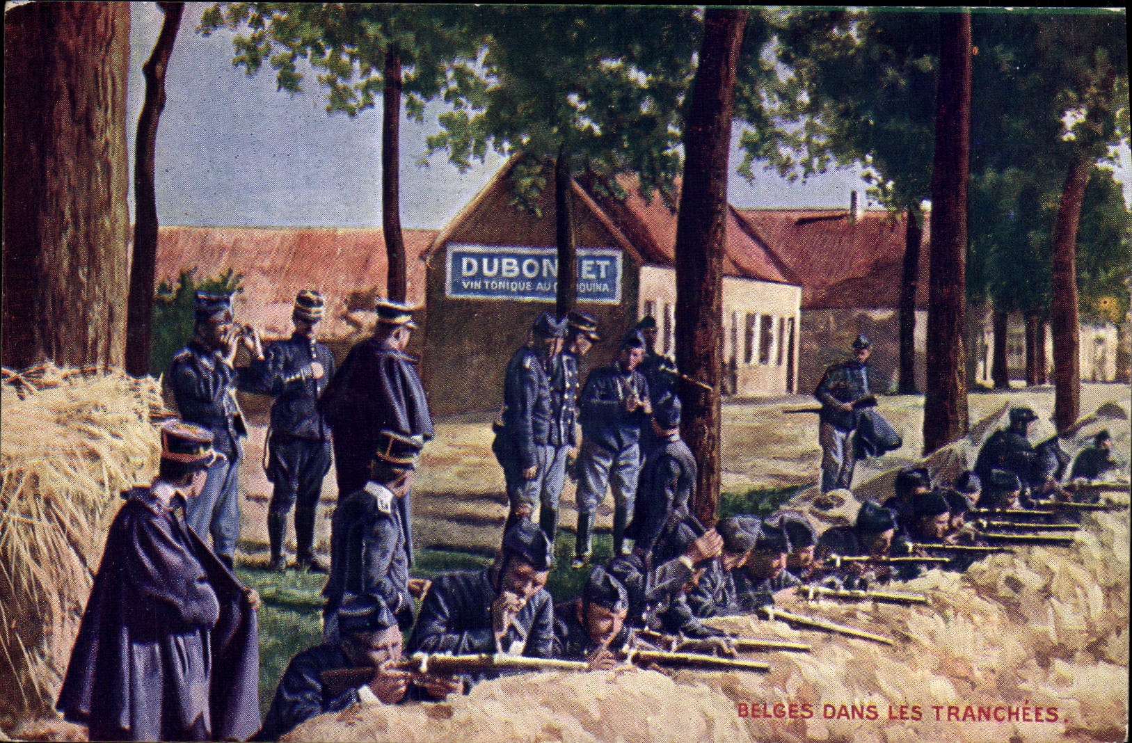 CPA Militaria Belges dans les tranchees Dubonnet 