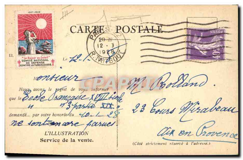 CPA Journaux Journal Paris Hotel de L'Illustration Rue Saint Georges — Rückseite