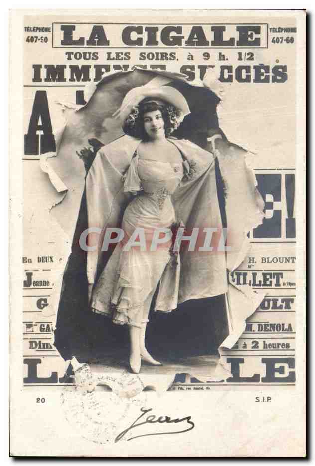 Spectacle 'La Cigale' — Affiche de théâtre avec photo de Jeanne Gaillard — éditeur H. Blount, n°20