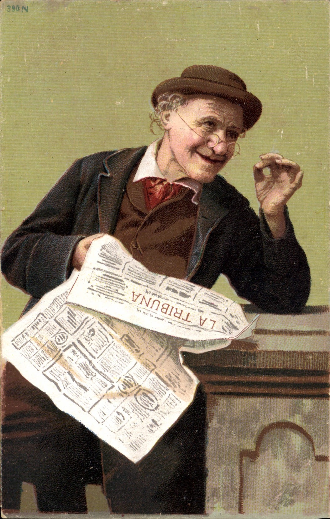 Homme lisant un journal — La Tribuna — éditeur CPAPHIL, n° 390