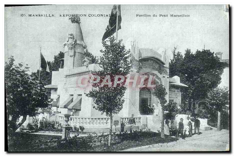 CPA Journaux Journal Marseille Exposition coloniale Pavillon du Petit Marseillais