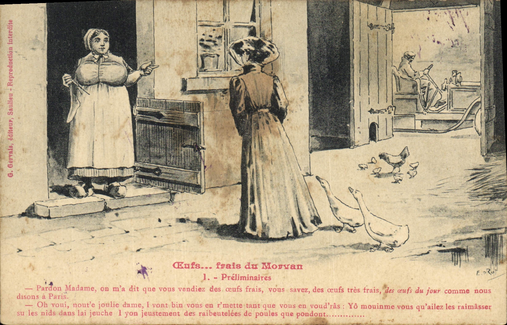 CPA Folklore Paysans Oeufs frais du Morvan Preliminaires