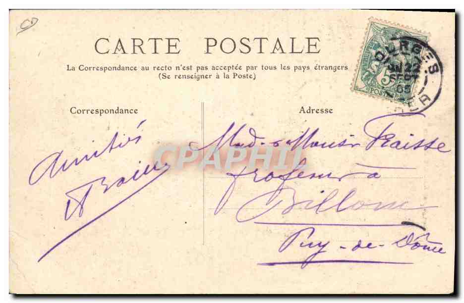 CPA Folklore Paysans Jean Rameau Poete sabotier a Bourges Cher — Verso