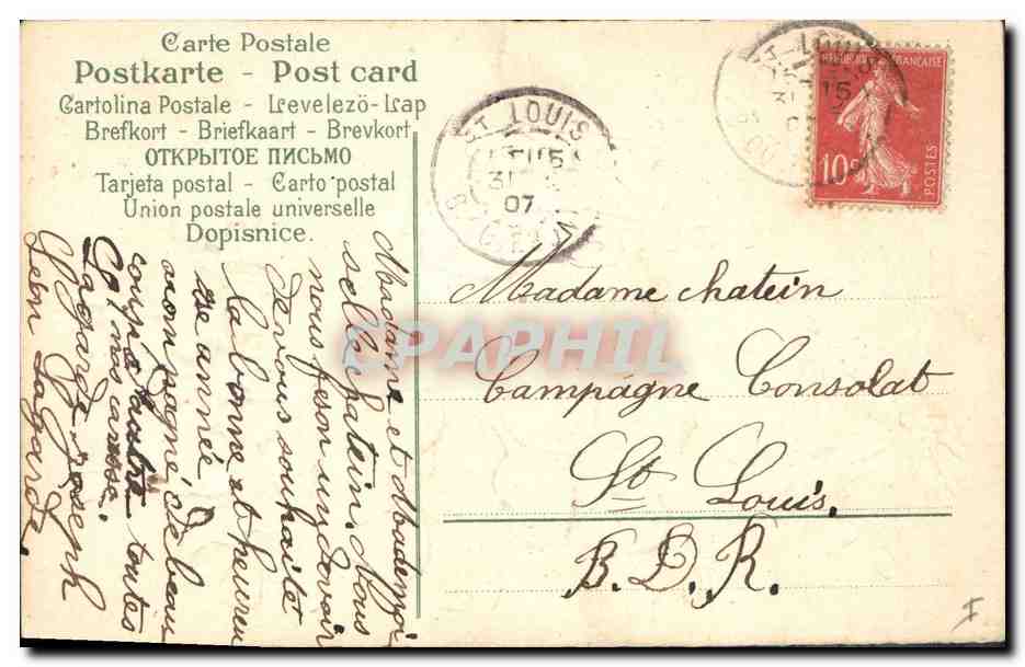 CPA Fantaisie Fleurs Trefles — Verso