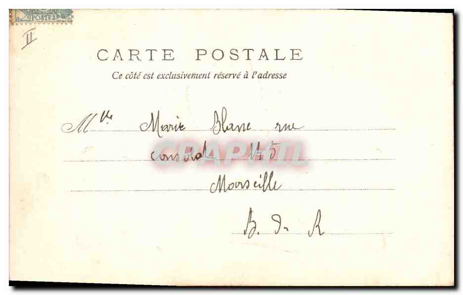 Portrait de femme — décor floral — éditeur anonyme, n° de série non visible — Verso