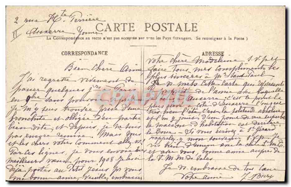 Auxerre - Tour de St-Georges - Chalet N.-D. de Celles — Verso