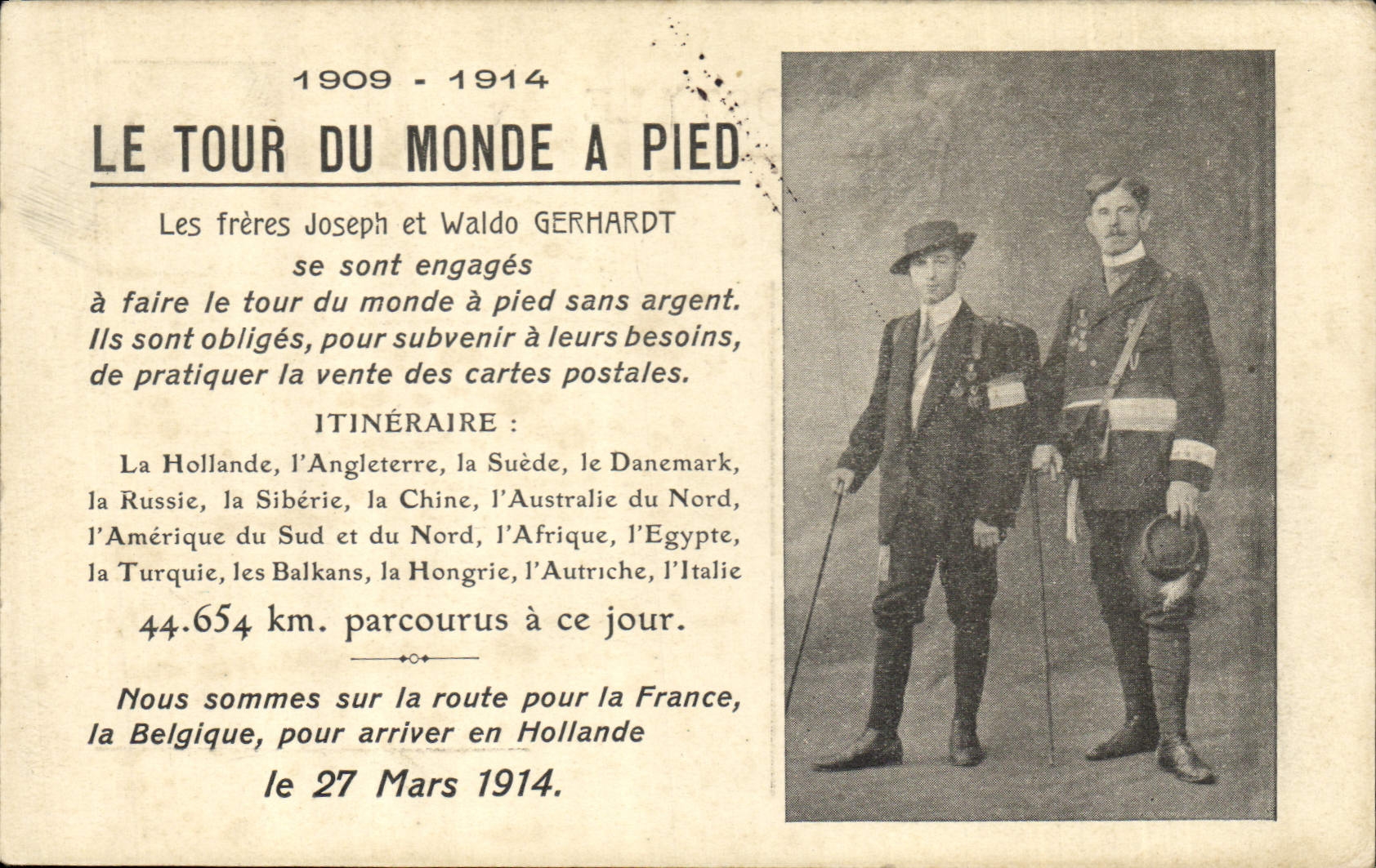 Le Tour du Monde à Pied — Les frères Joseph et Waldo Gerhardt — 1909-1914
