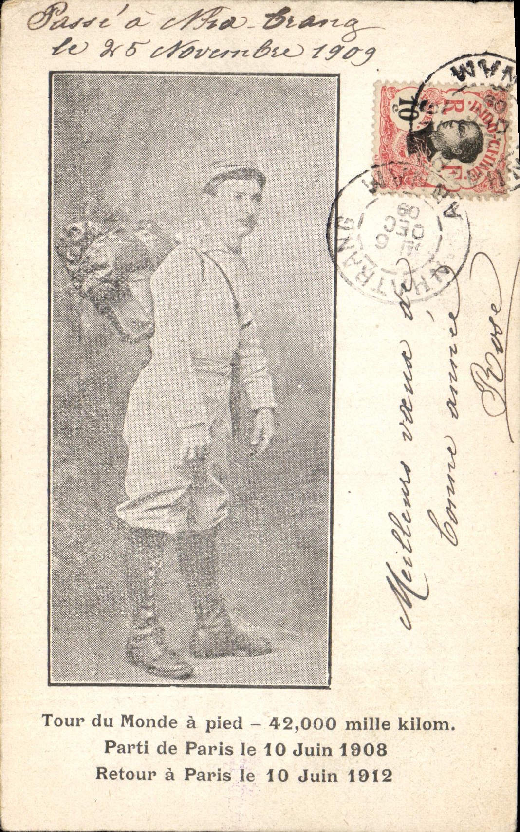 CPA Globe Trotters Globe-Trotters Tour du Monde a pied Paris Indochine Henri Mosse Touriste Francais