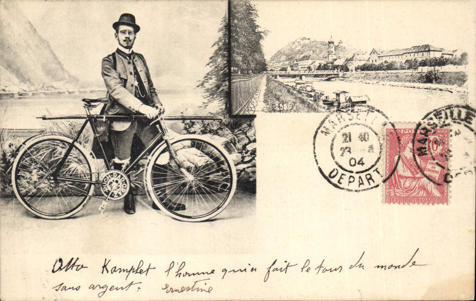 CPA Globe Trotters Globe-Trotters Otto Kamplet Tour du Monde Velo Cycle