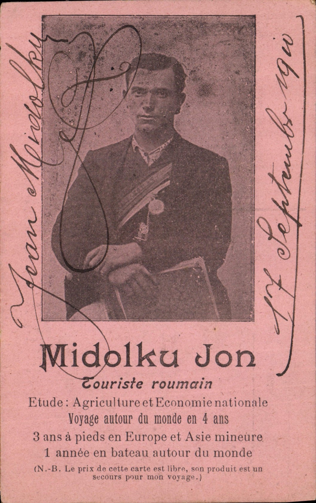 CPA Globe Trotters Globe-Trotters Midolku Jon Touriste Roumain Voyage autour du monde en 4 ans Roumanie Rumania