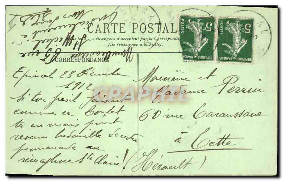 CPA Arbre Epinal La promenade du chateau Chene traverse par un obus — Rückseite