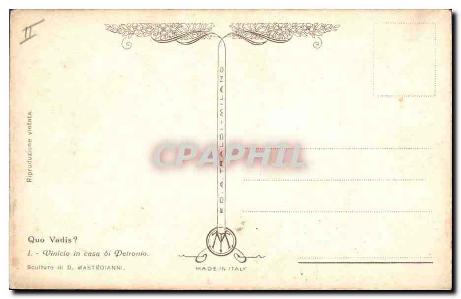CPA Fantaisie Illustrateur Mastroianni Quo Vadis — Verso