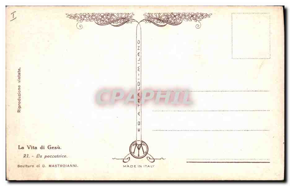 CPA Fantaisie Illustrateur Mastroianni La Vita di Gesu La peccatrice — Verso