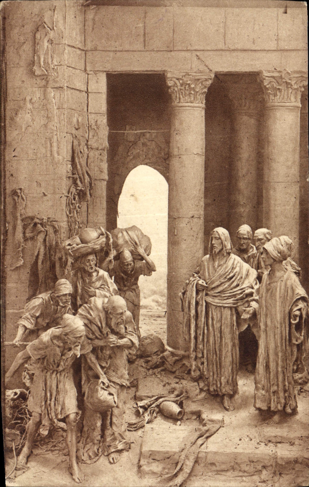 CPA Fantaisie Illustrateur Mastroianni La Vita di Gesu I mercanti cacciati dal tempio