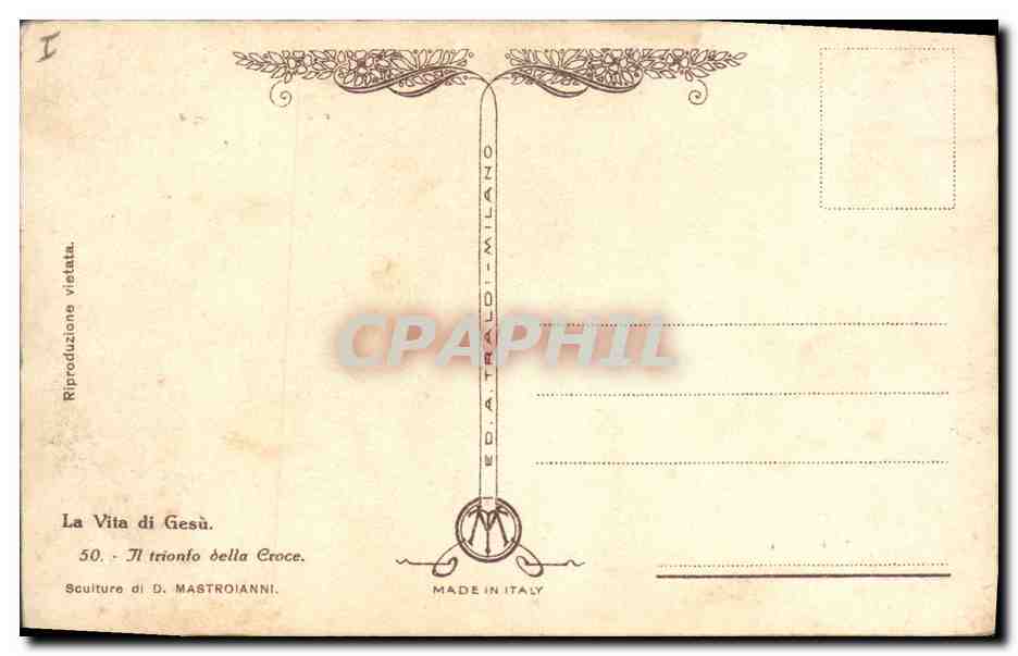 CPA Fantaisie Illustrateur Mastroianni La Vita di Gesu Il trionfo della Croce — Rückseite