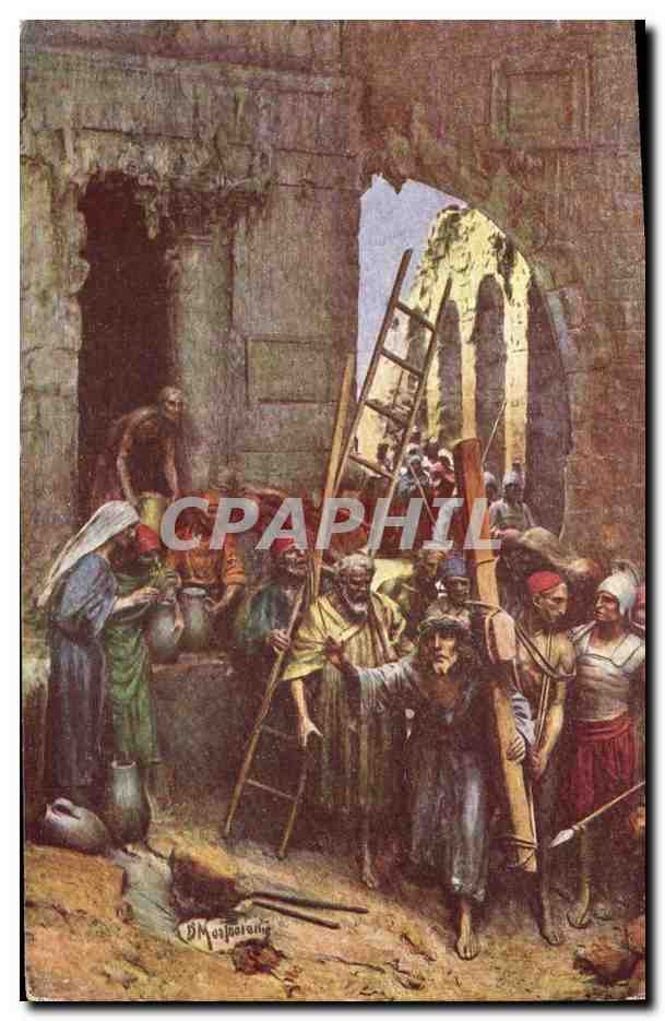 CPA Fantaisie Illustrateur Mastroianni Vie du Christ Jesus console les filles de Jerusalem