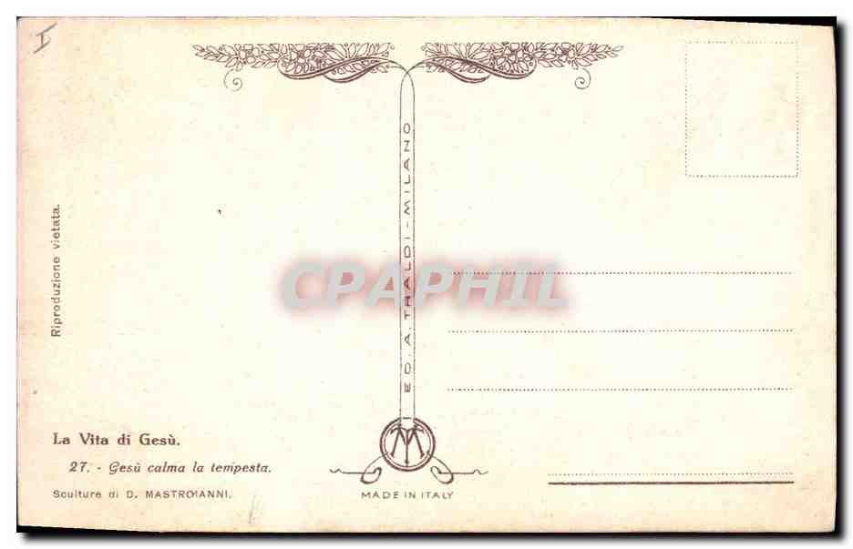 CPA Fantaisie Illustrateur Mastroianni La Vita di Gesu calma la tempesta — Verso