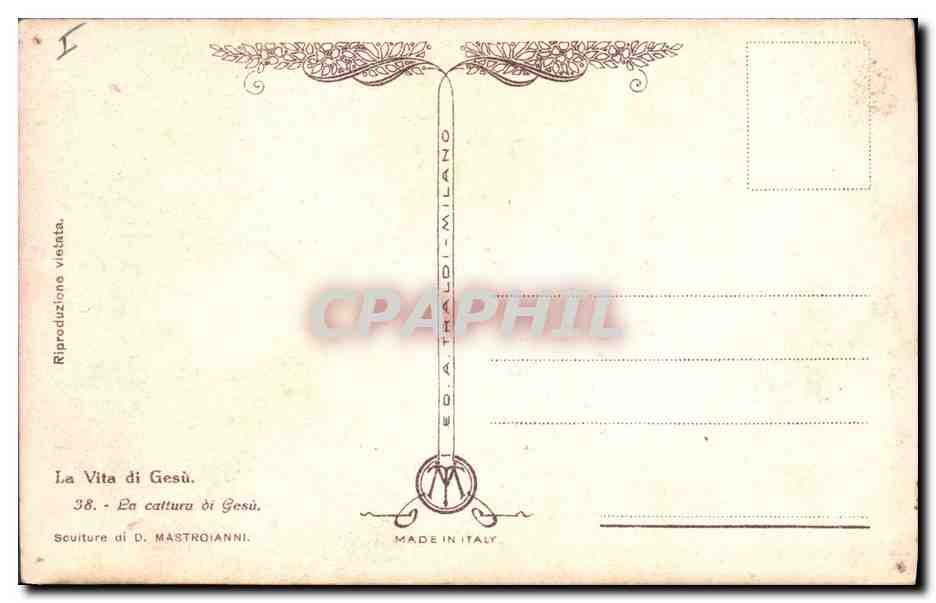CPA Fantaisie Illustrateur Mastroianni La Vita di Gesu La cattura di Gesu — Rückseite