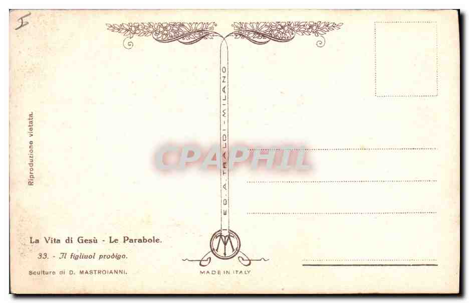 CPA Fantaisie Illustrateur Mastroianni La Vita di Gesu La parabole — Verso
