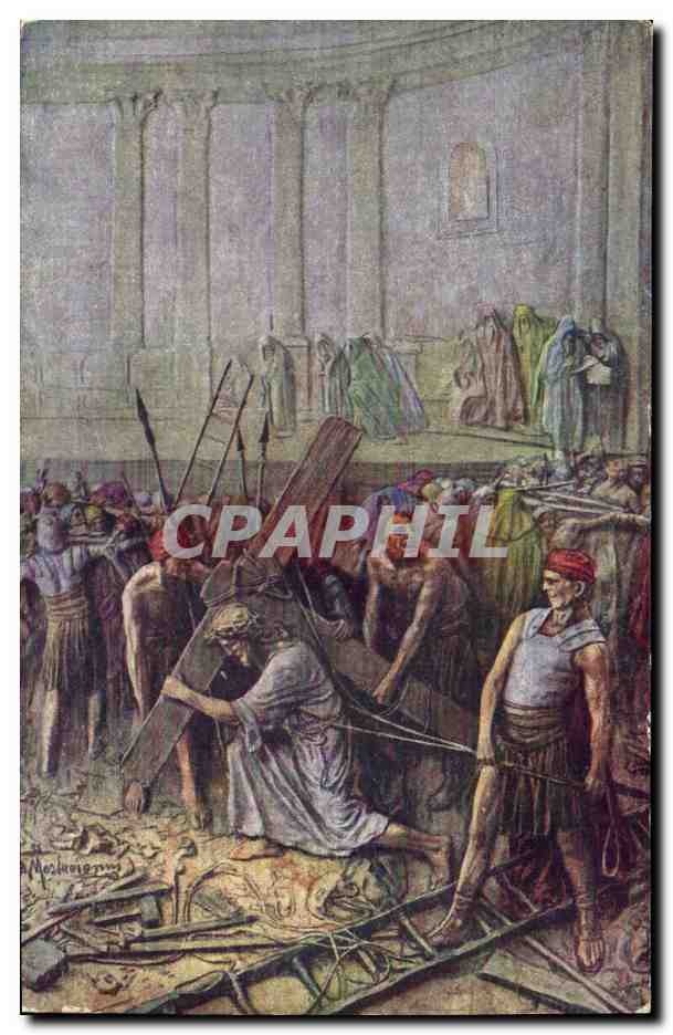 CPA Fantaisie Illustrateur Mastroianni Vie du Christ Jesus est charge de sa croix