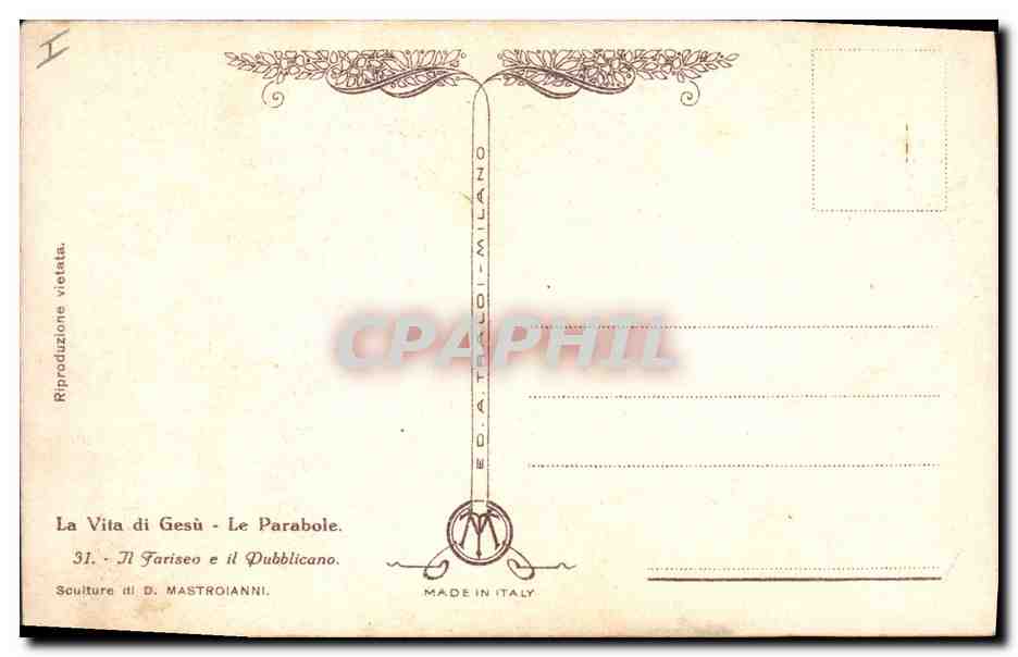 CPA Fantaisie Illustrateur Mastroianni La Vita di Gesu Le parabole — Rückseite