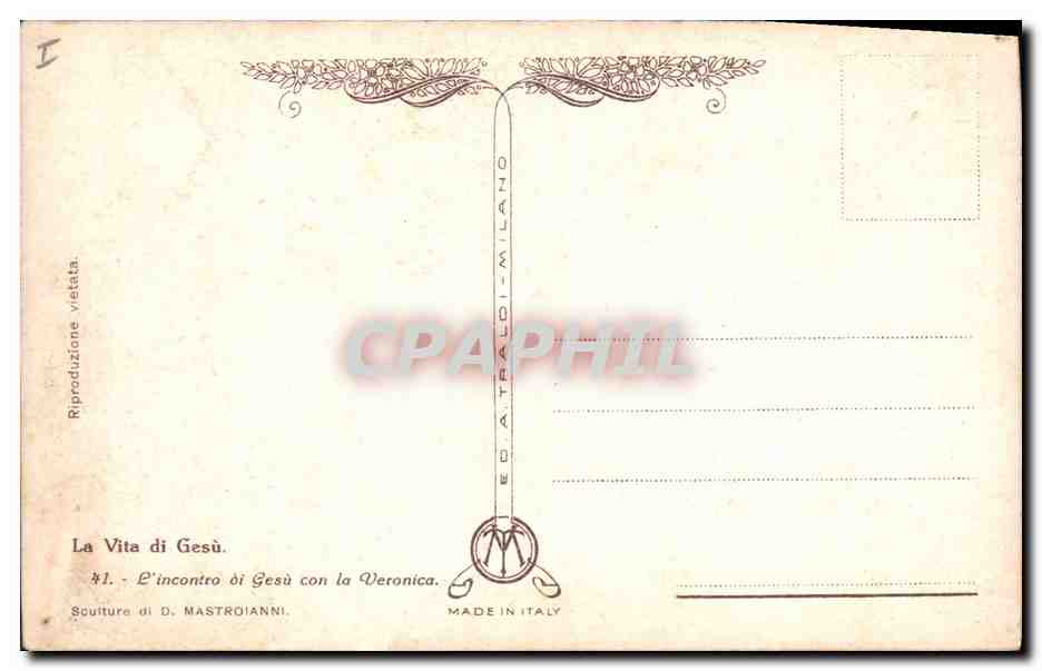 CPA Fantaisie Illustrateur Mastroianni La Vita di Gesu  — Verso