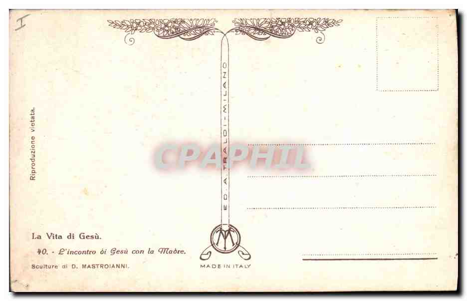 CPA Fantaisie Illustrateur Mastroianni La Vita di Gesu  — Verso