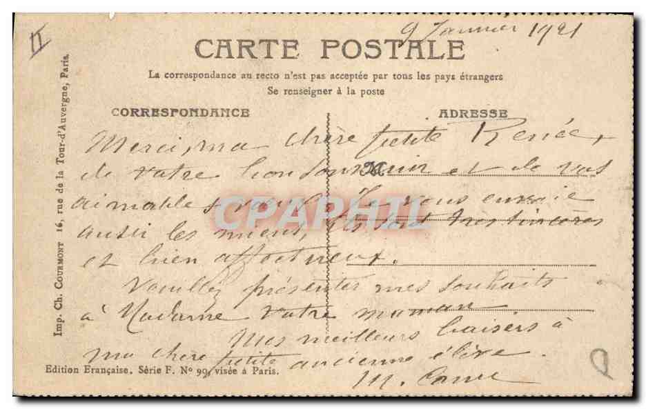 CPA Fantaisie Fleurs Reine des Pres — Rückseite