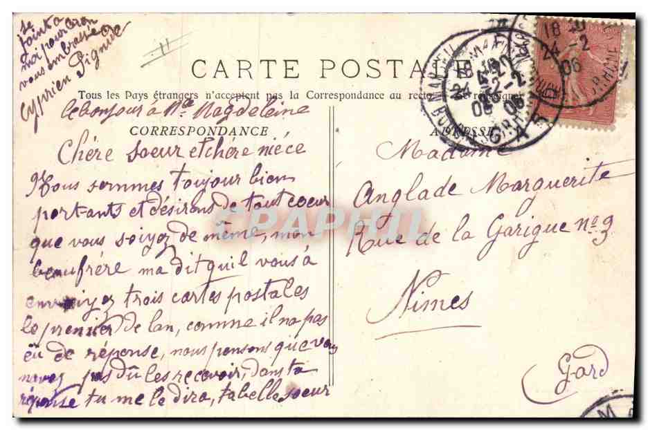 CPA Phare Ste Marie Marseille Bateau — Rückseite