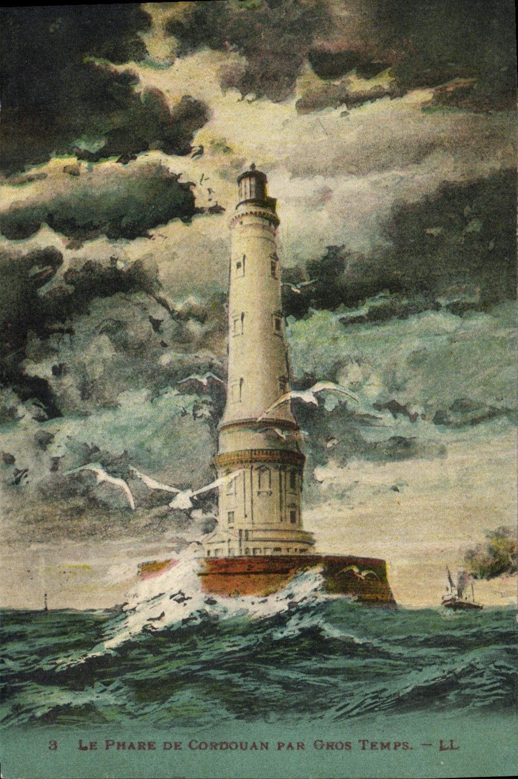 CPA Phare de Cordouan par gros temps