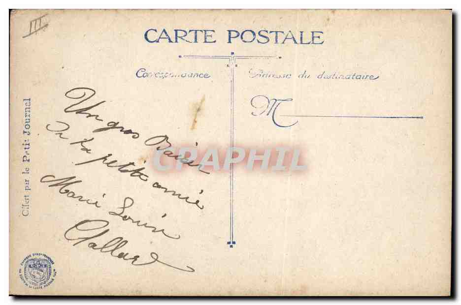 Général Sarrail — portrait en uniforme — Photo Henri Manuel, Paris — Verso