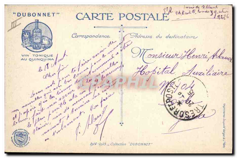 CPA Militaria Veille de Noel sur le front Dubonnet — Rückseite