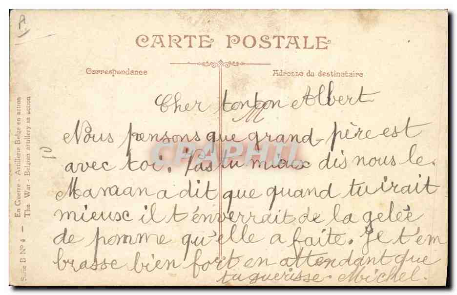 CPA Militaria Artillerie belge en action — Rückseite