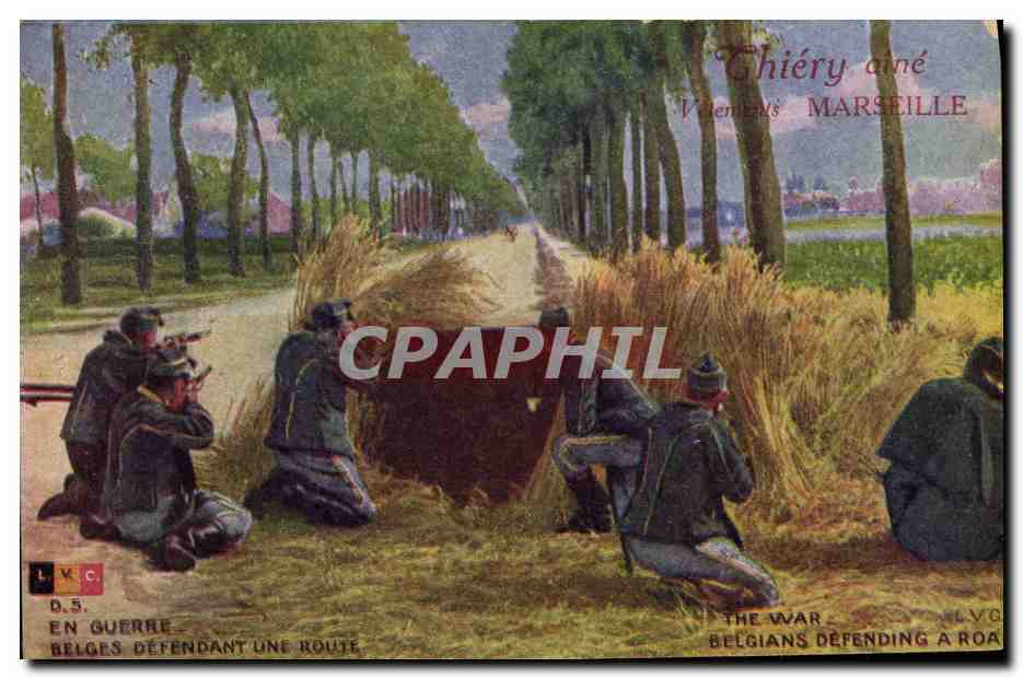 CPA Militaria Belges defendant une route