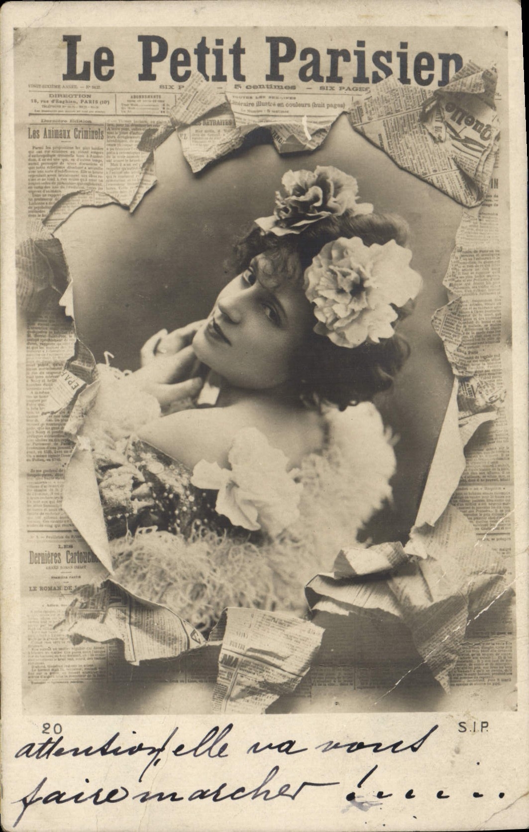 Femme en fleurs — couverture du journal Le Petit Parisien — édition du 18 septembre 1900 — S.I.P.