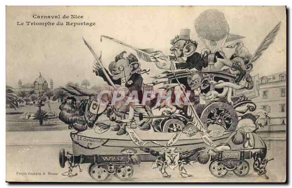 CPA Fantaisie Journaux Journal Carnaval de Nice Le triomphe du reportage Chantecler Bateau