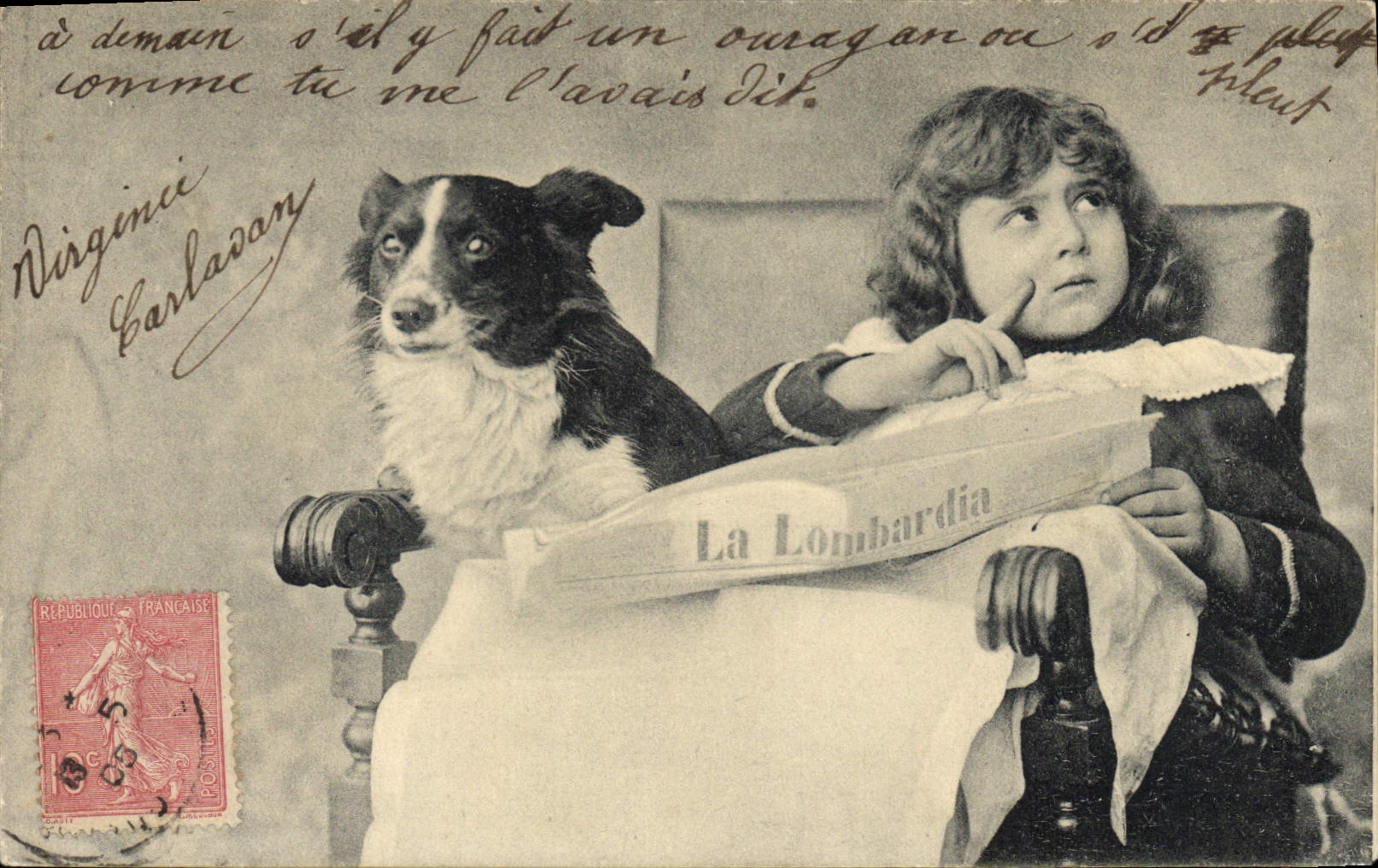 CPA Fantaisie Journaux Journal La Lombardia Enfant Chien 