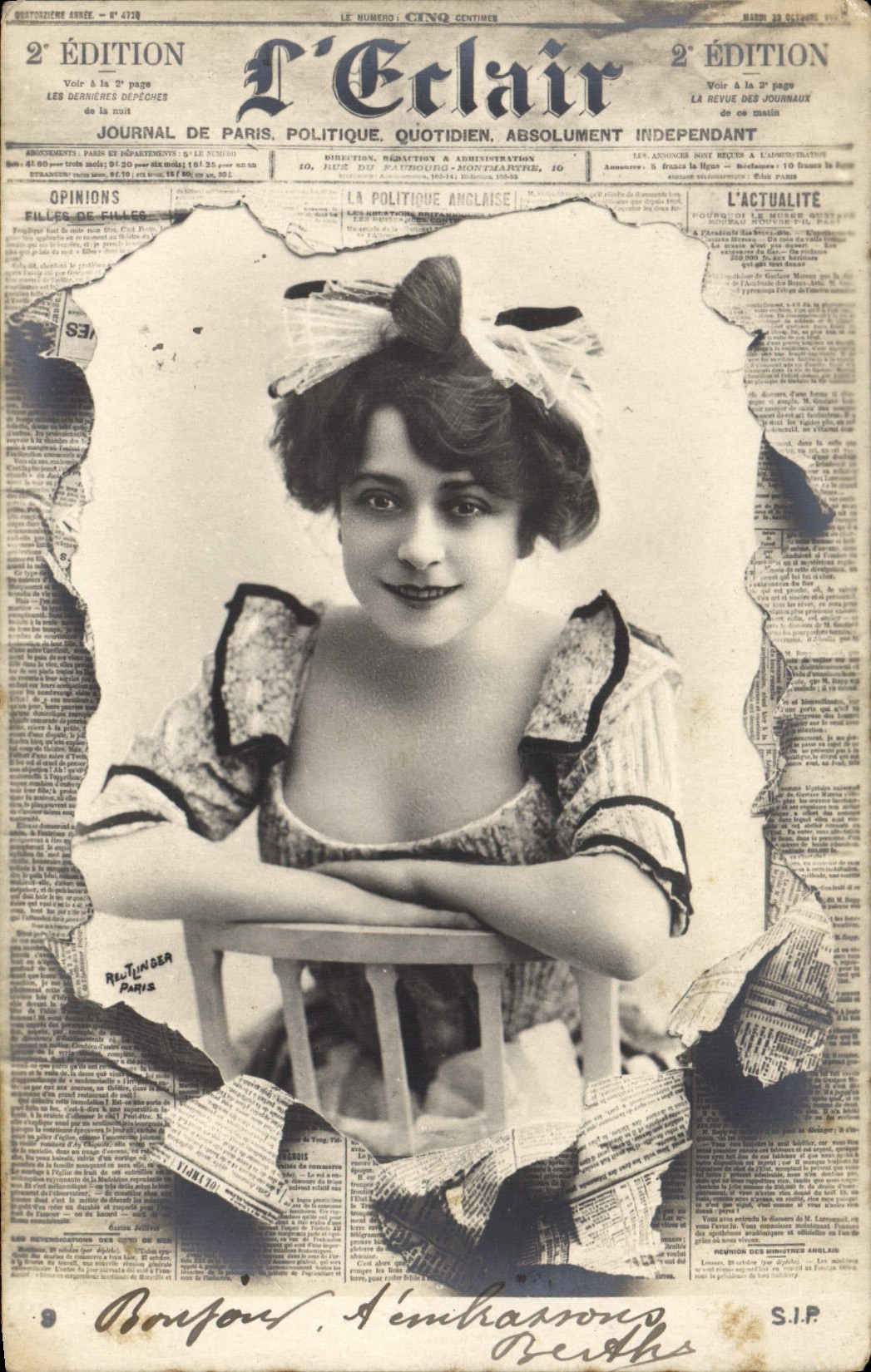 Fille de Palais — Portrait féminin — L'Eclair, 2e édition