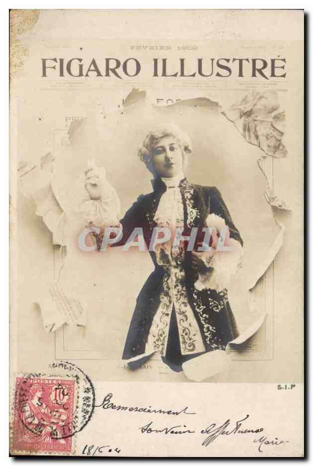 Sujet : Femme en costume d'époque — Figaro Illustré Février 1902 — S.I.P.