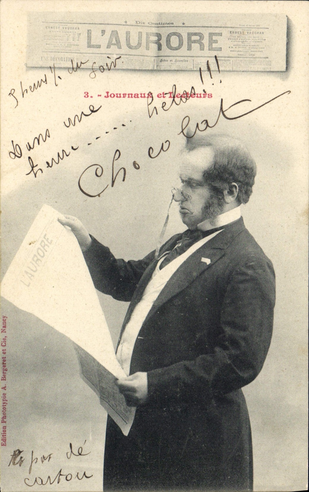 Homme lisant L'Aurore — série 'Journaux et Lecteurs' — Ernest Vaughan, Nancy